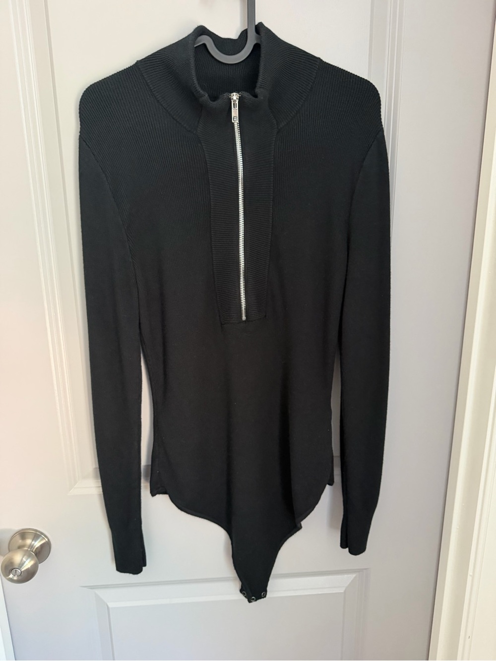 Abercrombie & Fitch Black Zip-Front Turtleneck Sweater Bodysuit size L